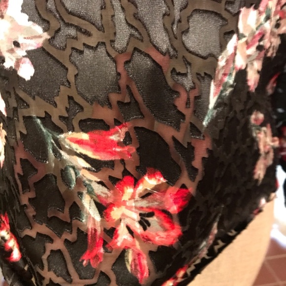 Rebecca Taylor Velvet Floral Burnout Blouse 0 Blk - Picture 7 of 16